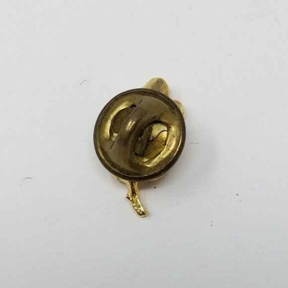 Vintage Golden Rose Brooch Gold Tone Flower Metal Lapel Pin Tie Clip - Picture 4 of 4